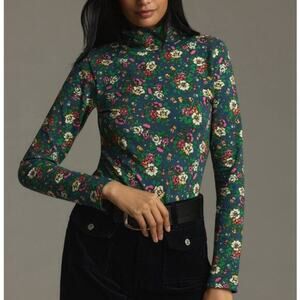 Maeve Anthropologie Floral Long Sleeve Turtleneck - Small